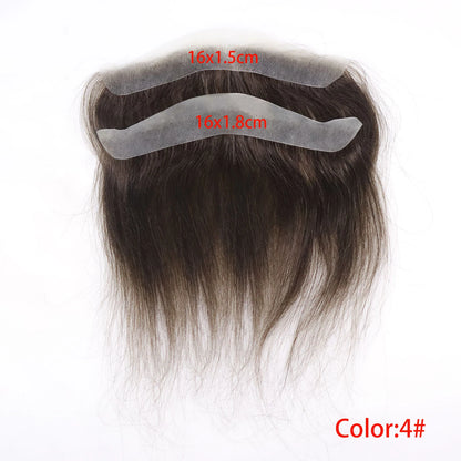 Men Toupee For Forehead 0.06mm Ultra Thin Skin #4 Brown Front Hairline Patch For Male Human Hair Wig Capillary Prosthesis Peruk