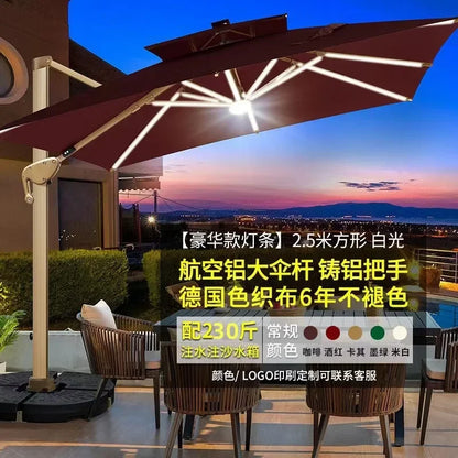 Garden Parasol Large Beach Patio Picnic Umbrella Patterned Outdoor Patio with Led Light Solar Base Wholesale Dropshipping