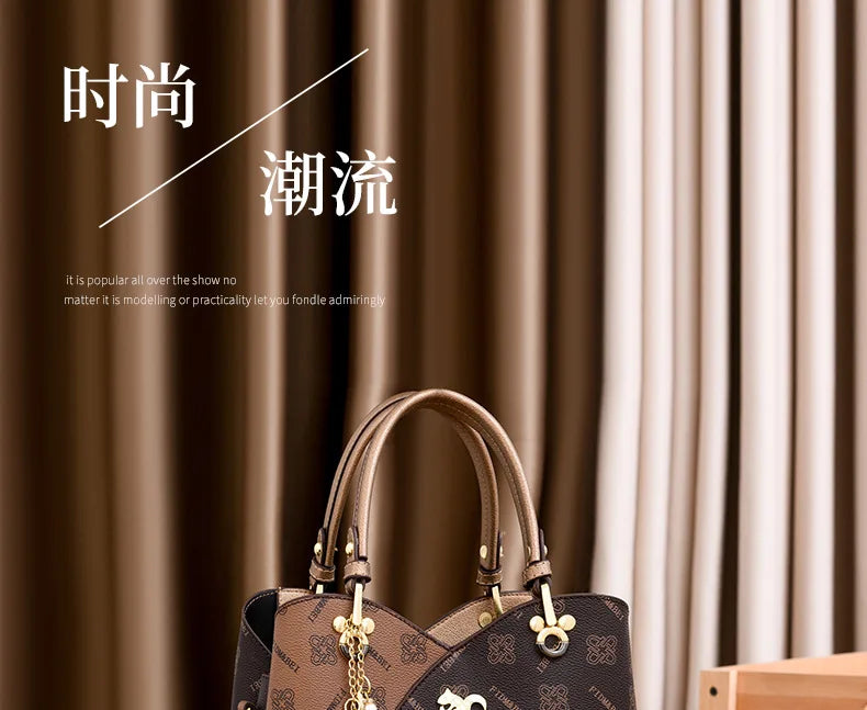 Luxury Brand Designer Women'S Handbag Leather Printed Shoulder Bag Large Capacity Classic Retro Crossbody Bag Commuting Tote Bag