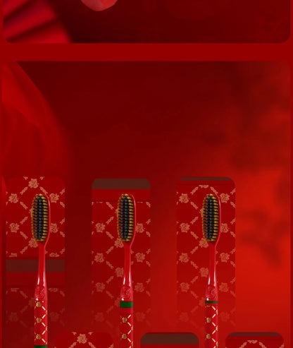 GYN [6-Pcs Gift Box] New Year's Blessing Gift Box Extended Brush Head Efficient Cleaning Lucky and Joyful Soft Hair Toothbrush