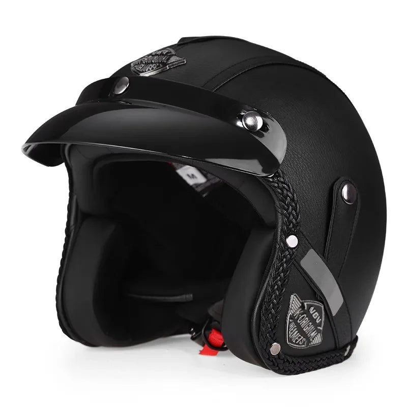 Retro motorcycle helmet, electric scooter 3/4 helmet, lightweight and breathable, suitable for all seasons