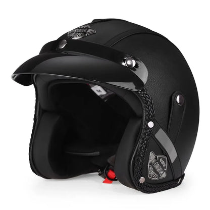 Retro motorcycle helmet, electric scooter 3/4 helmet, lightweight and breathable, suitable for all seasons