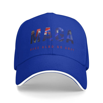 Make Albo Go Away MAGA Sandwich Cap Unisex Outdoor,Baseball Caps Australia Saying Adjustable Sun Caps All seasons Hat