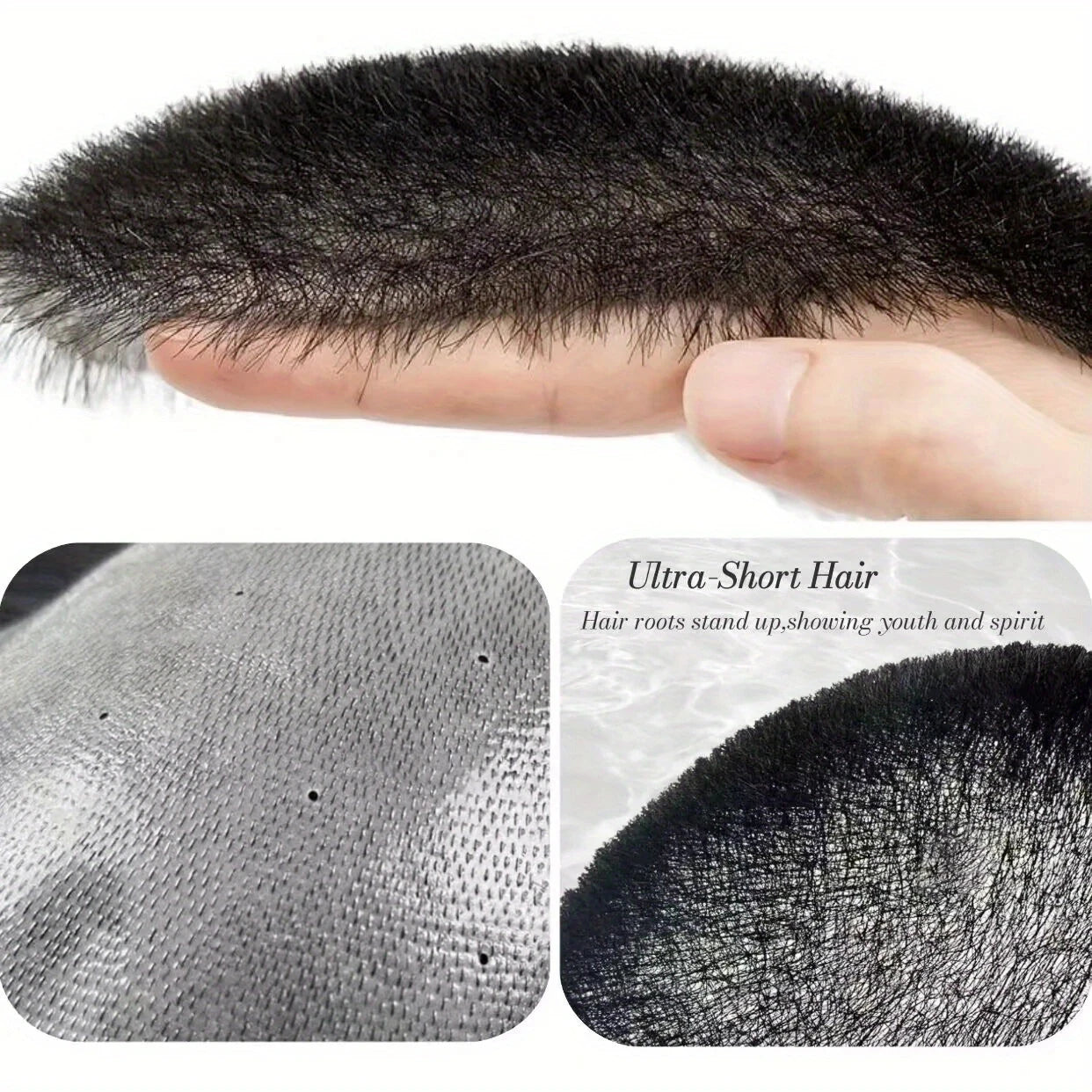 Short Buzz Cut Hair Piece for Man 100% Human Hair Hair Toupee Breathable and Invisible PU Base Biomimetic Scalp Hair Replacement