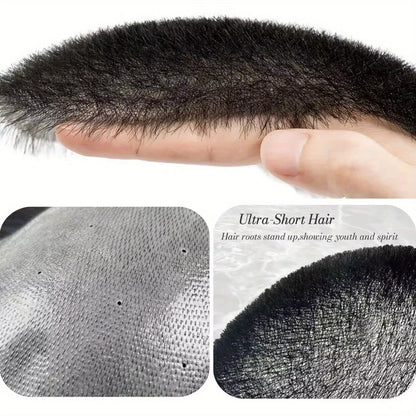 Short Buzz Cut Hair Piece for Man 100% Human Hair Hair Toupee Breathable and Invisible PU Base Biomimetic Scalp Hair Replacement