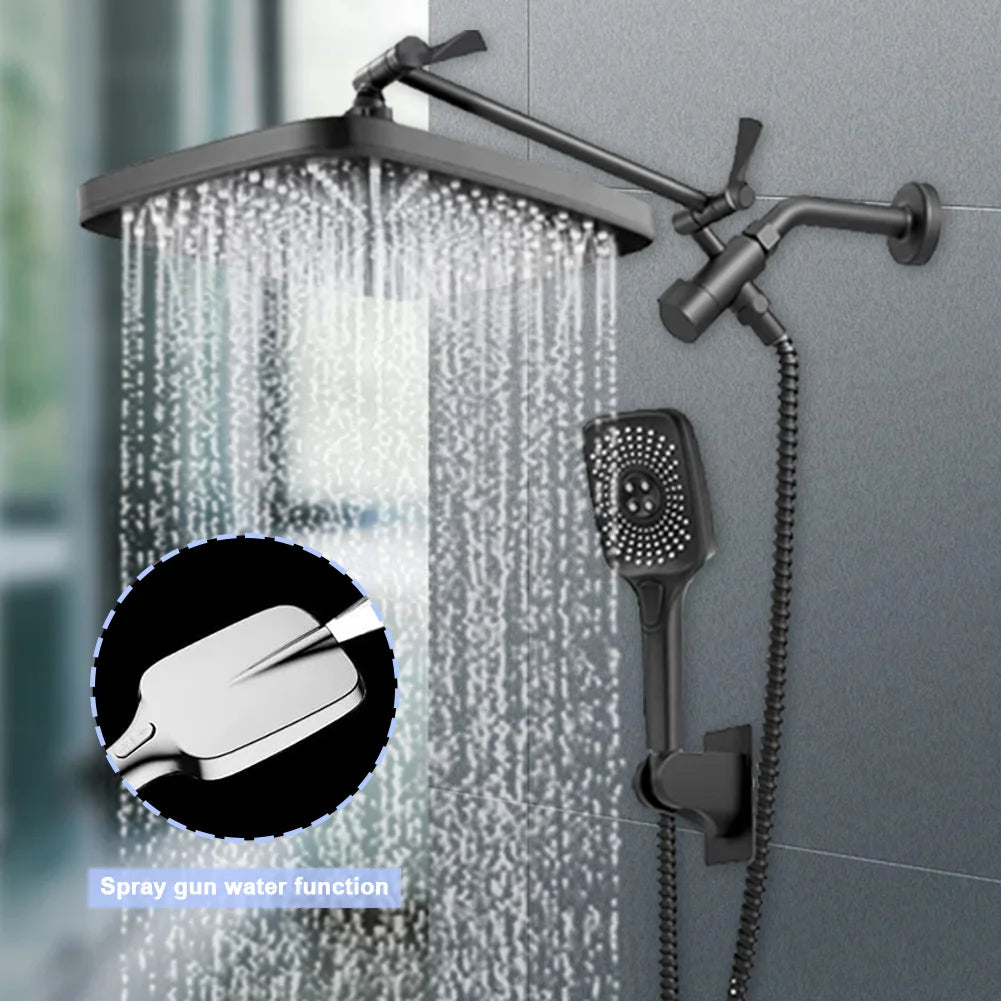 12 Inch Rain/Rainfall Shower Heads 3+1 Settings Top Spray Wall-Mount Shower Set with Extension Arm Handheld Top Spray Showerhead