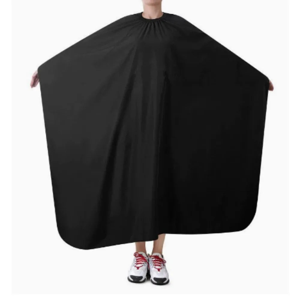 Black Hairdressing Coat Anti-fouling Neckline Hairdress Gown with Buckle Haircut Cloth for Barbershop Styling Capes