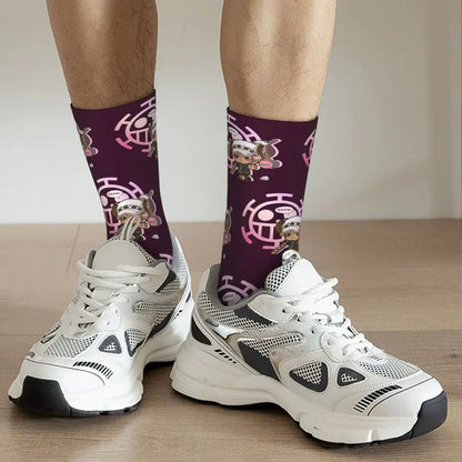 Fashion Men's Socks Harajuku Tony Tony Choppers Sock Luffys Zoros Trafalgar Law Anime Women's Socks Spring Summer Autumn Winter