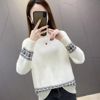 2024 Fashion Basic Autumn Winter Merino Wool Sweater Mock Neck Cashmere Pullover Solid Color Soft Long Sleeve Clothing Tops
