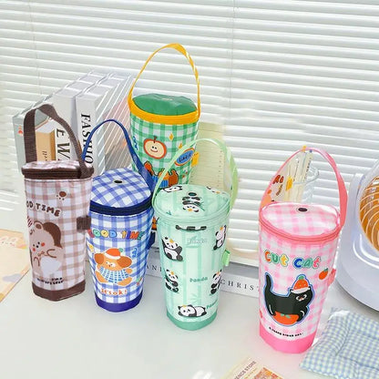 Portable Milk Tea Tote Bag Heat Preservation Bag Carrying Insulated Cup Cover Umbrella Bag Handbag Camping Drinkware Accessories