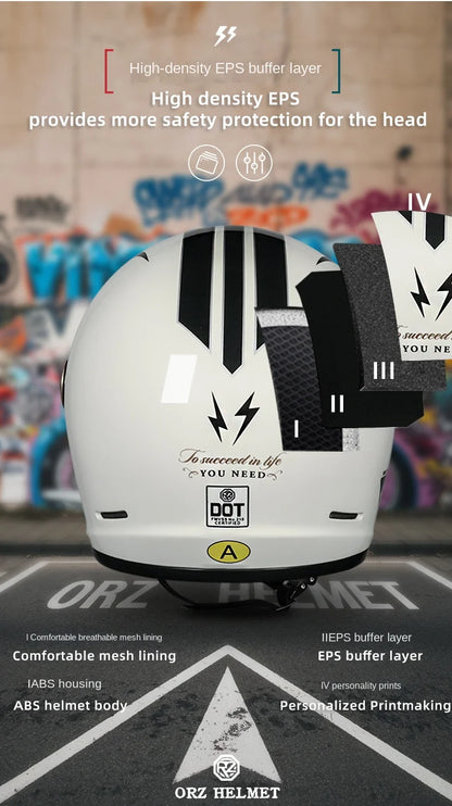 ORZ motorcycle helmet retro cruise full helmet personalized ghost knight helmet ABS material