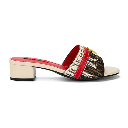 Summer 2025 Red Brown Beige Wedge Heel Sandals Retro Color Block Cross Strap Women Vacation Commute Buckle Wave Traction