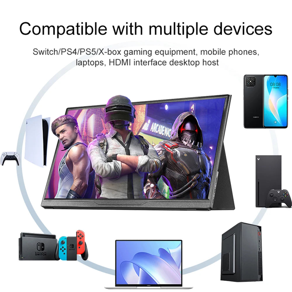 16inch Portable Monitor 2.5K/120HZ/100%sRGB  For Laptop XBox PS4 / 5 Switch Cell Phone Computer Extension Gaming  Travel Screen