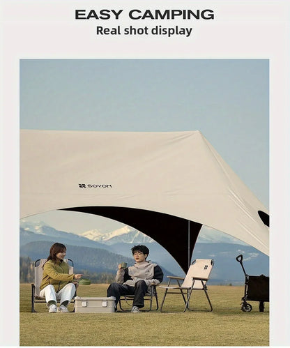 Outdoor camping blackout hexagonal canopy tent instant pop-up sunshade with table and chairs easy to set up for lazy campers