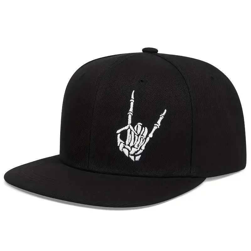 Unisex Skeleton Finger Embroidery Hip-hop Hats Spring Autumn Outdoor Adjustable Casual Baseball Caps Men Women Sunscreen Hat