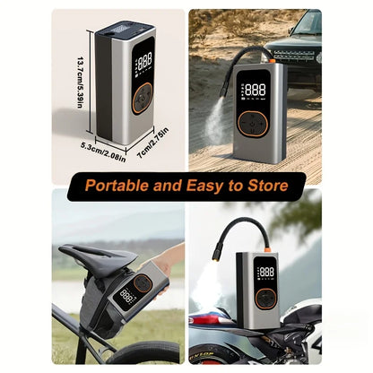 Multifunction Digital Air Pump, Portable Tire Inflator with SOS Light for Car Motorcycle Bicycle Tires, Balls, Boats, Camping