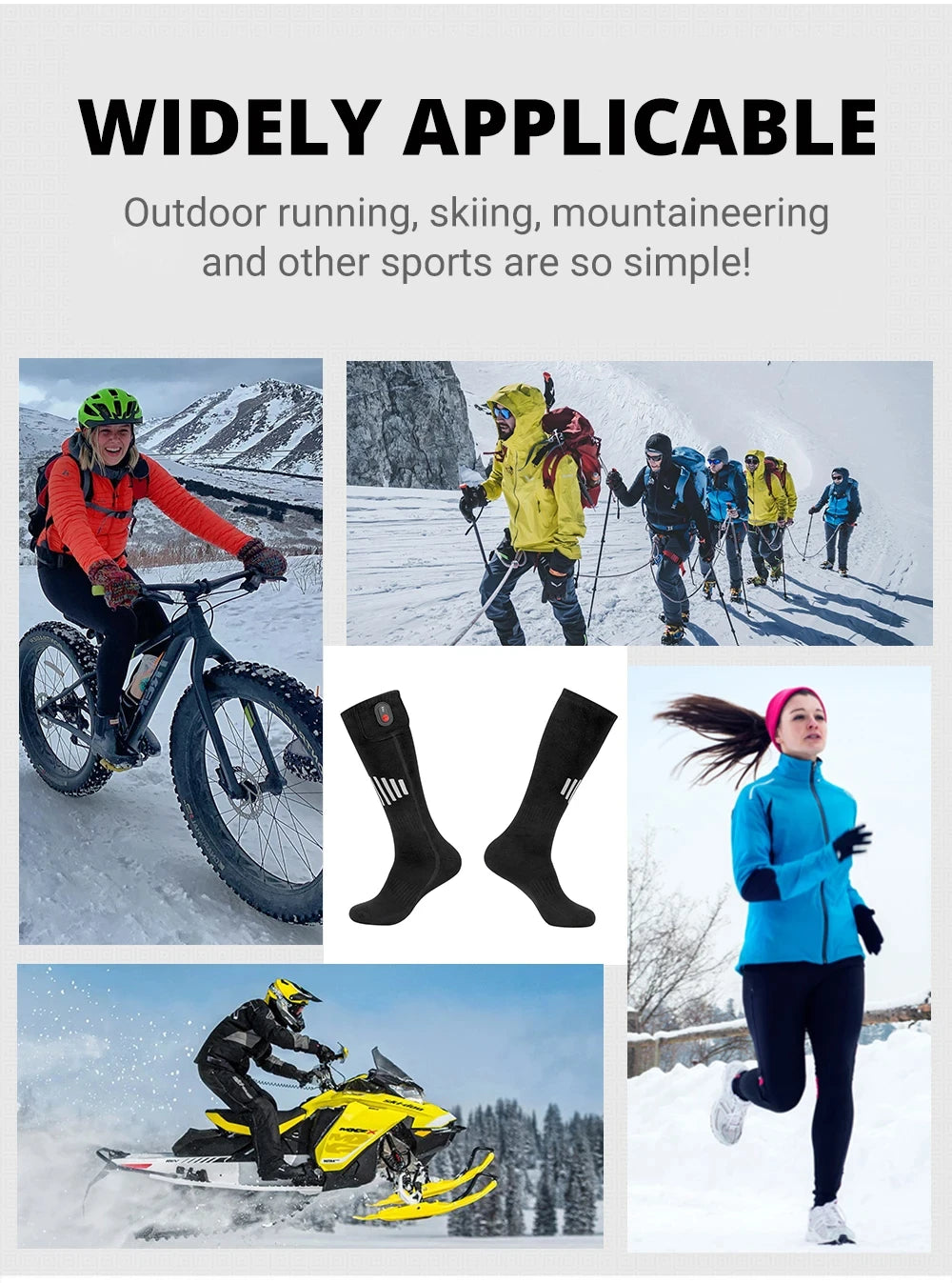 65℃ Heated Socks Winter Warm Heating Socks With Battery Case Snowmobile Electric Heated Skiing Sock Controllable Buttons outdoor