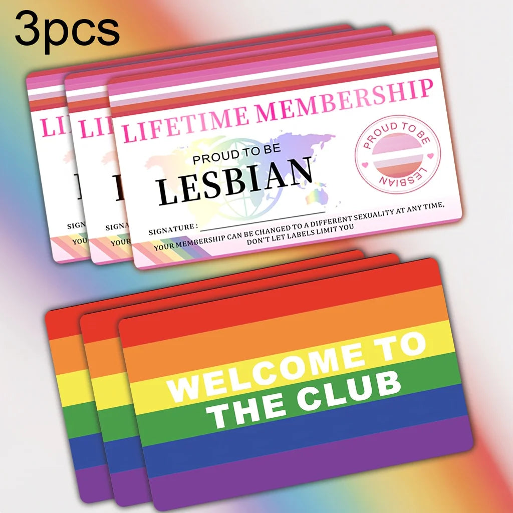 Gay Pride Lifetime Membership Cards Decorative PVC Non Sticker High End Golden Rainbow, PVC Material for LGBT Community Gift