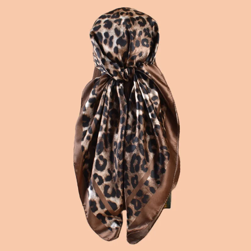 1PCS Women's Sexy Multicolor Leopard Print Woven Scarf Large Fashionable Headscarf for Travel Party Ladies Silk Square Scarf