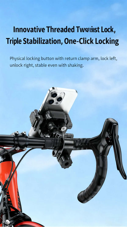 Motorcycle Riding Shock-Absorbing Phone Holder Adjustable Anti-Theft Quick Release Navigation Bracket with Mountain/Road Bicycle
