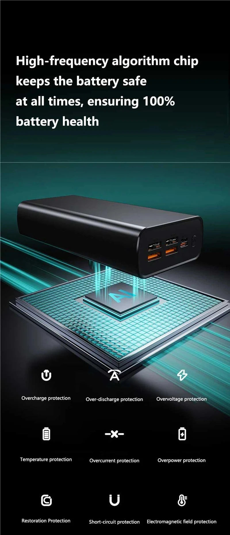 Lenovo 500000mAh Wireless Magnetic Power Bank PD22.5W Super Fast Charging External Battery for Magsafe For iPhone Huawei Samsung