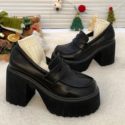 Retro Le Fu Shoes 2024 New Thick Soled High Heels Daily Luxury Women's Solid Color Temperament Mary Jane with Follow-up Shoes