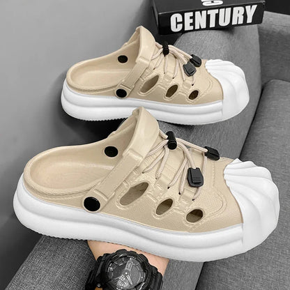 Fashion Men Sandals Summer Half Slippers Outdoor Women Beach Shoes Couple Walking Sneakers Comfortable Breathable Casual Shoes