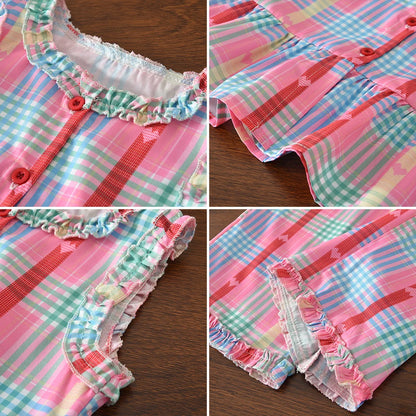Bear Leader Korean Version Kids Clothes Girls Blue Imitation Denim Suit Summer New Sleeveless Top+Wide Leg Pants Two-piece Set