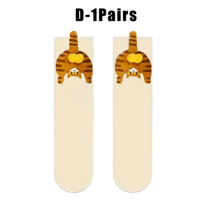 Cute Cat Socks with Balls Funny Cotton Socks Breathable Soft Cotton Socks Girl Women Socks Novelty Gifts for Cat Lovers