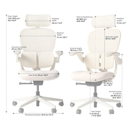 Q2 Ergonomic Office Chair with Lumbar Support & Adjustable Headrest, Cushion Seat with Flip-Up Arms, Reclining, Customized