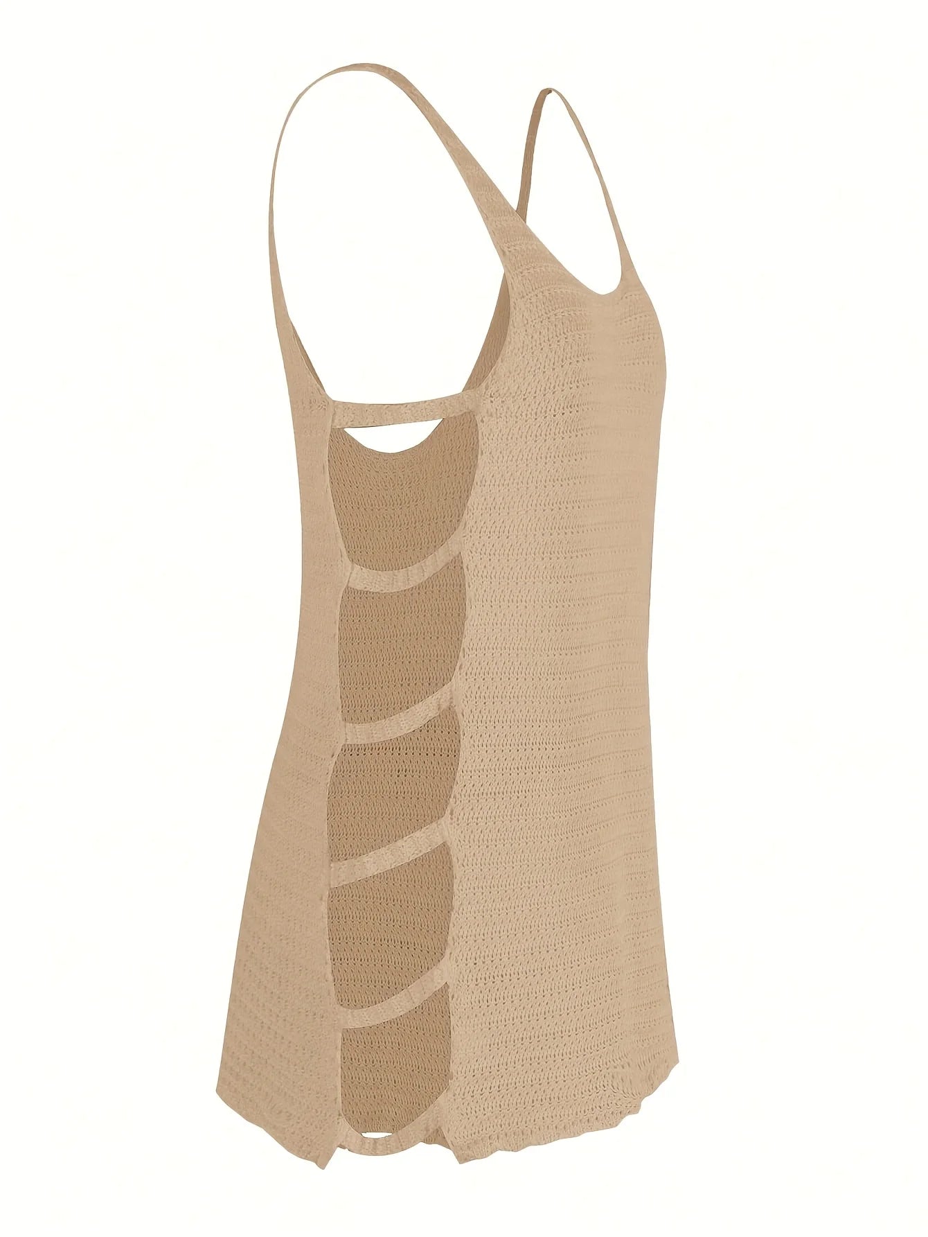 Sexy U Neck Sleeveless Knit Horizontal Stripes Side Cut Out Beach Vacation Dress 2025 Summer Beachwear Women's Mini Dresses K90