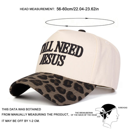 Unisex Y'ALL NEED JESUS Embroidery Baseball Caps Spring Autumn Outdoor Adjustable Casual Hats Sunscreen Hat Sports Cap