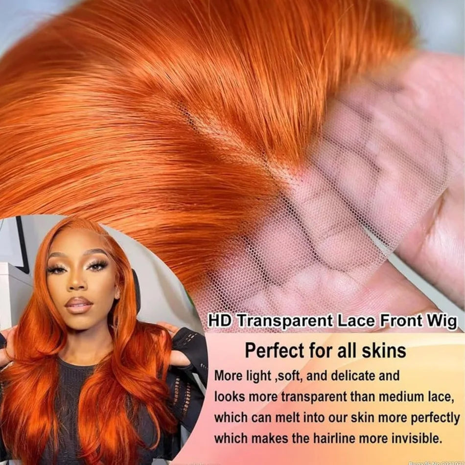 Colored Ginger Human Hair Wigs 13X6 Hd Lace Frontal Wig Straight Lace Front Wigs Pre Plucked 30 Inch 250 Density For Black Women