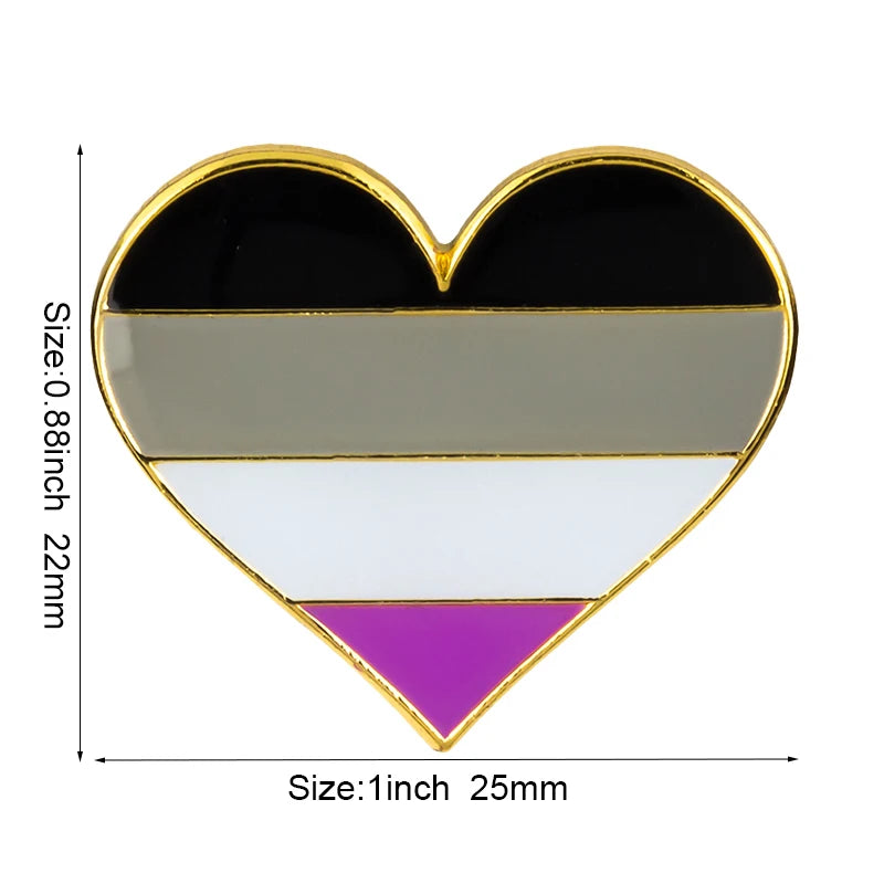 10pcs a lot Rainbow Pride Heart Shaped  Badge Symbol Pin Metal Badges Decorative Brooch Pins for Clothes Brooch Jewelry