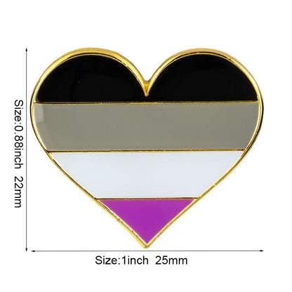 10pcs a lot Rainbow Pride Heart Shaped  Badge Symbol Pin Metal Badges Decorative Brooch Pins for Clothes Brooch Jewelry