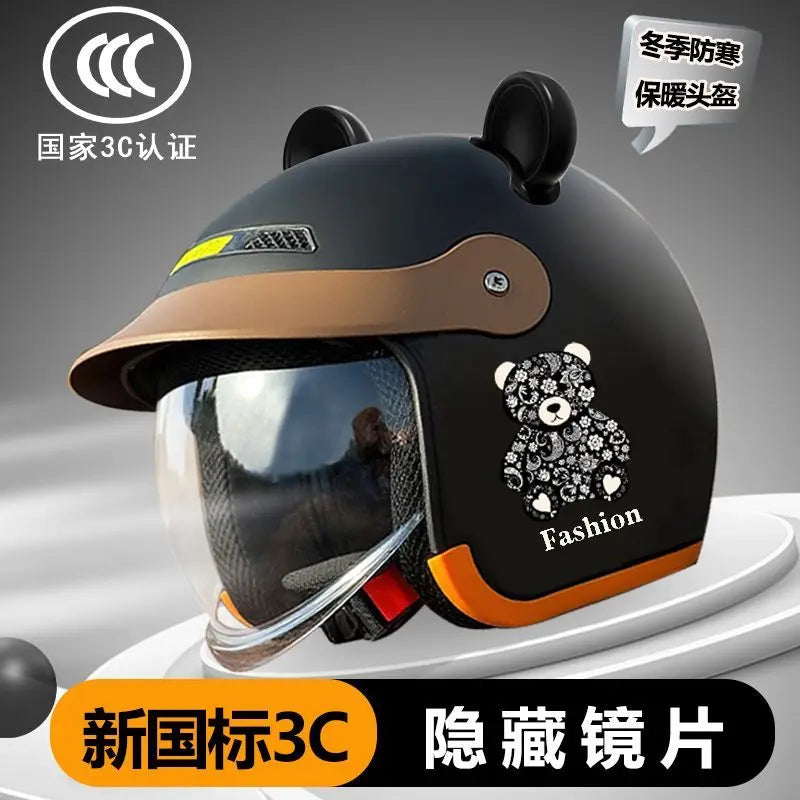 National standard 3C certified winter warm electric vehicle half helmet helmet unisex