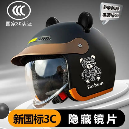 National standard 3C certified winter warm electric vehicle half helmet helmet unisex