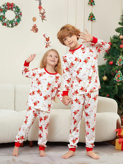 New 2025 Cartoon Allover Print Christmas Pajamas in Set Couples Casual Sleepwear Children's Clothing Baby Dog Romper Family Look