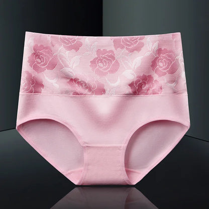 2Pcs Plus Size Women's Cotton Underwear High Waisted Tummy Control Panties Full Coverage Briefs Jacquard Ladies Panty Shaper