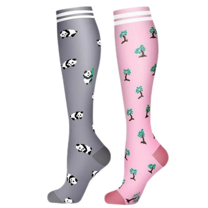 2Pairs New Cat Compression Socks Knee High 20-30 Mmhg Fit Medical Edema Diabetes Varicose Veins Running Compression Sports Socks