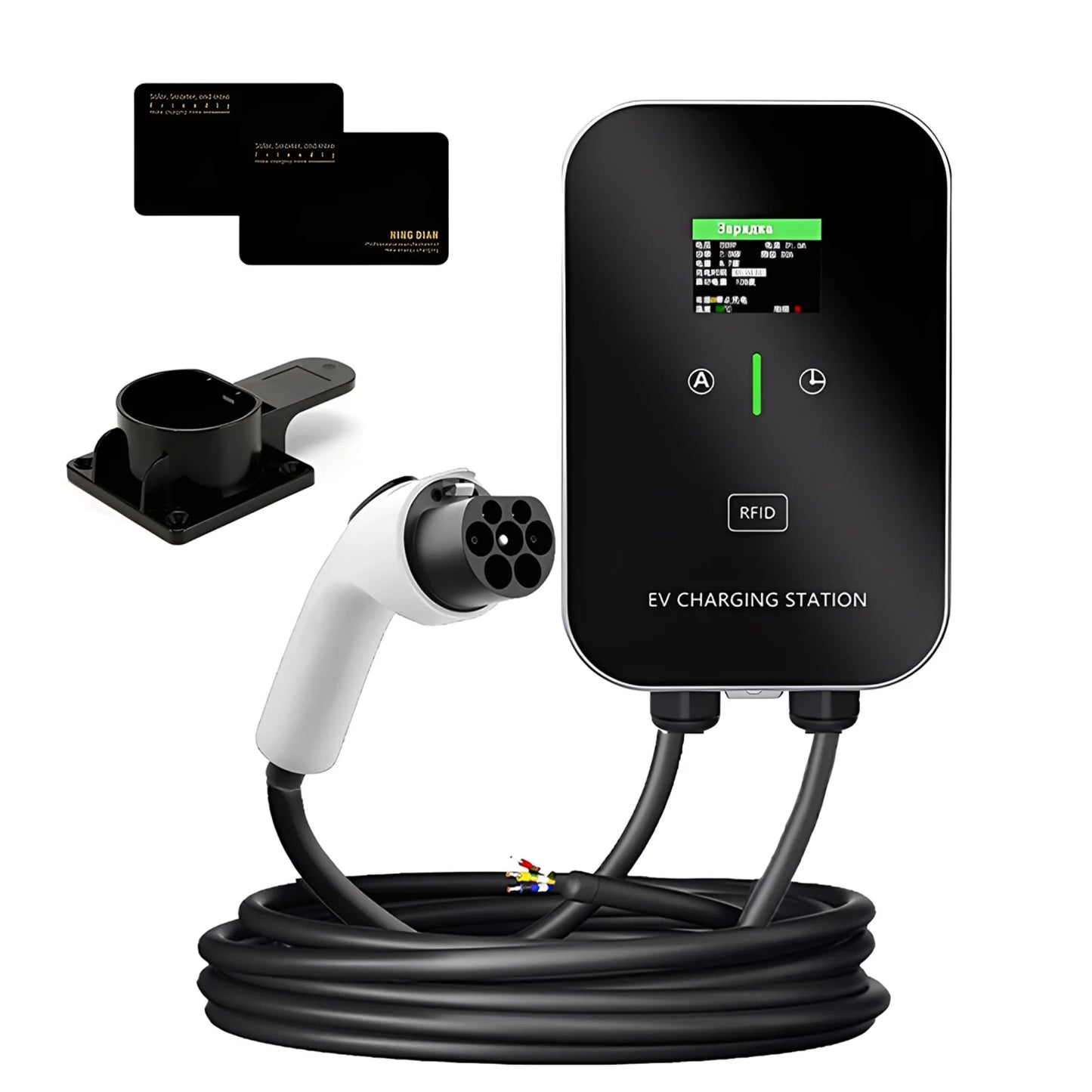 7KW 32A GBT EV Charging Station Charging Station Car Electric Vehicle Car Charger Wallmount with Hook Russian Display