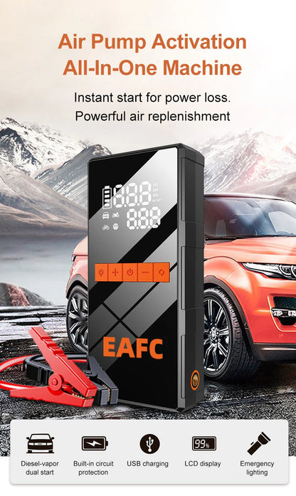 Car Jump Starter With Air Compressor LCD Screen  Portable Booster Charger 1200A Powerful Car Battery Starting Device Car Starter
