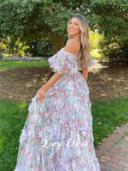 Lucy Prom Dress Floral Mesh Graduation Gown Party Luxury Dresses evening dress woman party dresses Womens dresses Customized