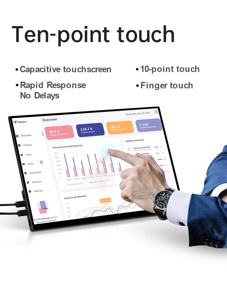 VCHANCE 15.6 Inch Portable Monitor Touchscreen with Battery 72%sRGB 300Nit Display with Stand for Laptop Mac Xbox PS5 Switch