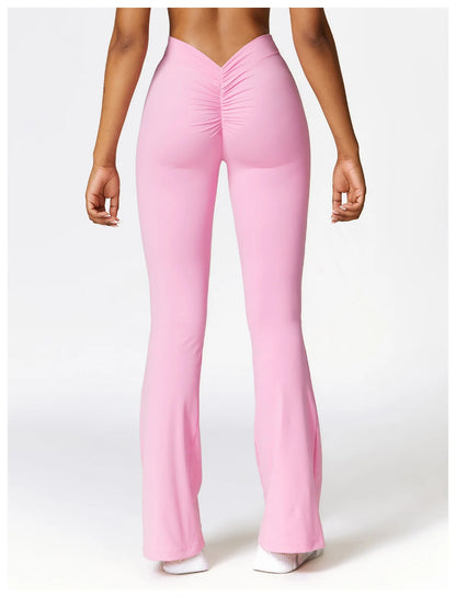New Yoga Pants Flare Leggings Women High Waist Wide Leg Pants Women Gym Fitness Sports Flared Pant Dance Trousers V-shaped Hip