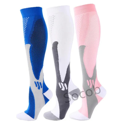 3/6/7 Pairs Compression Socks Women Medical Edema Running Socks Men Knee Length Cycling Socks  Football Basketball Outdoor trave
