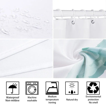 Gray Elephant Shower Curtain, Bathroom Decorative Shower Curtain, Waterproof Shower Curtain with Hooks 180x180cm
