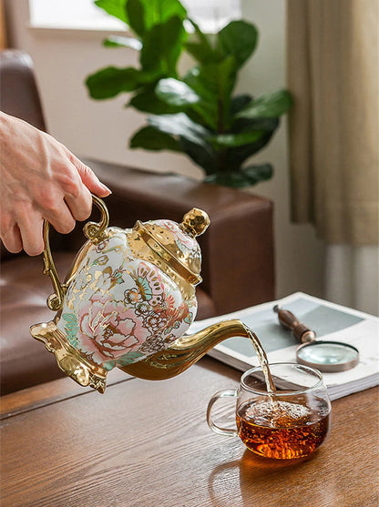 900ML European British Teapot  Porcelain High-Capacity Tea Pot With Filter Luxury Teaware Heat Resistant Kettle Pot Ceramic