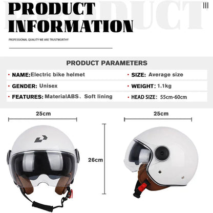 UCHOOSE 3/4 Open Face Motorcycle Helmets With For Men Women Vintage  Moto Bike Cascos Scooter Protective helmets