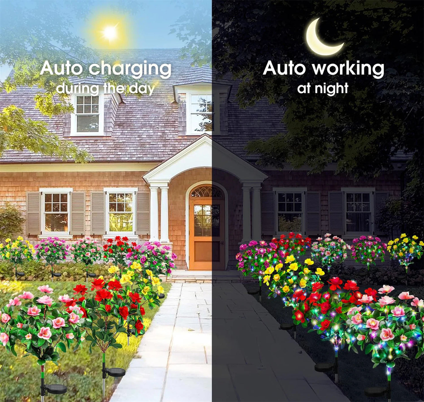 Waterproof LED Azalea Flower Solar Lights Outdoor Landscape Light for Lawn Patio Garden Path Decorative Lighting Best Gift